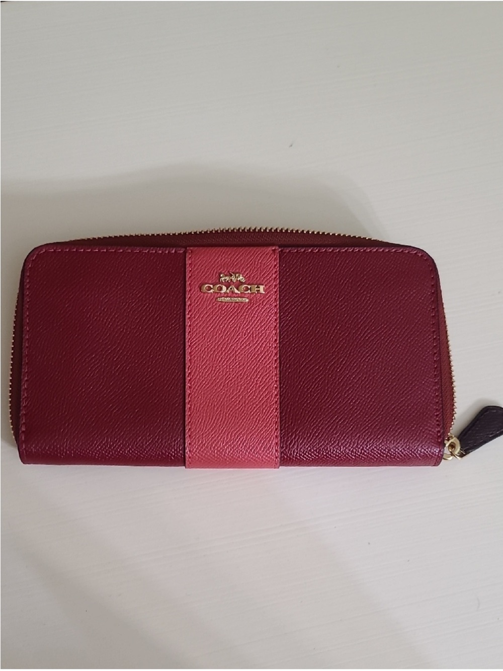 Coach Color Block Accordion Zip Wallet color-block design dark raspberry&pink - Picture 7 of 7